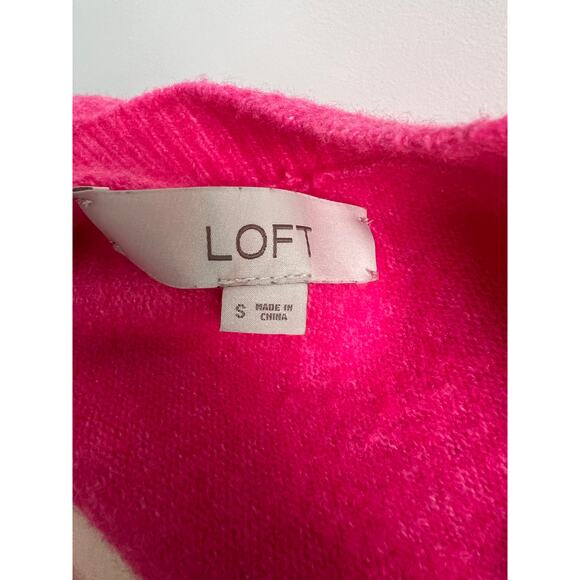 Loft Women’s Hot Pink V-neck Sequin Stars Sweater Small - Picture 7 of 9